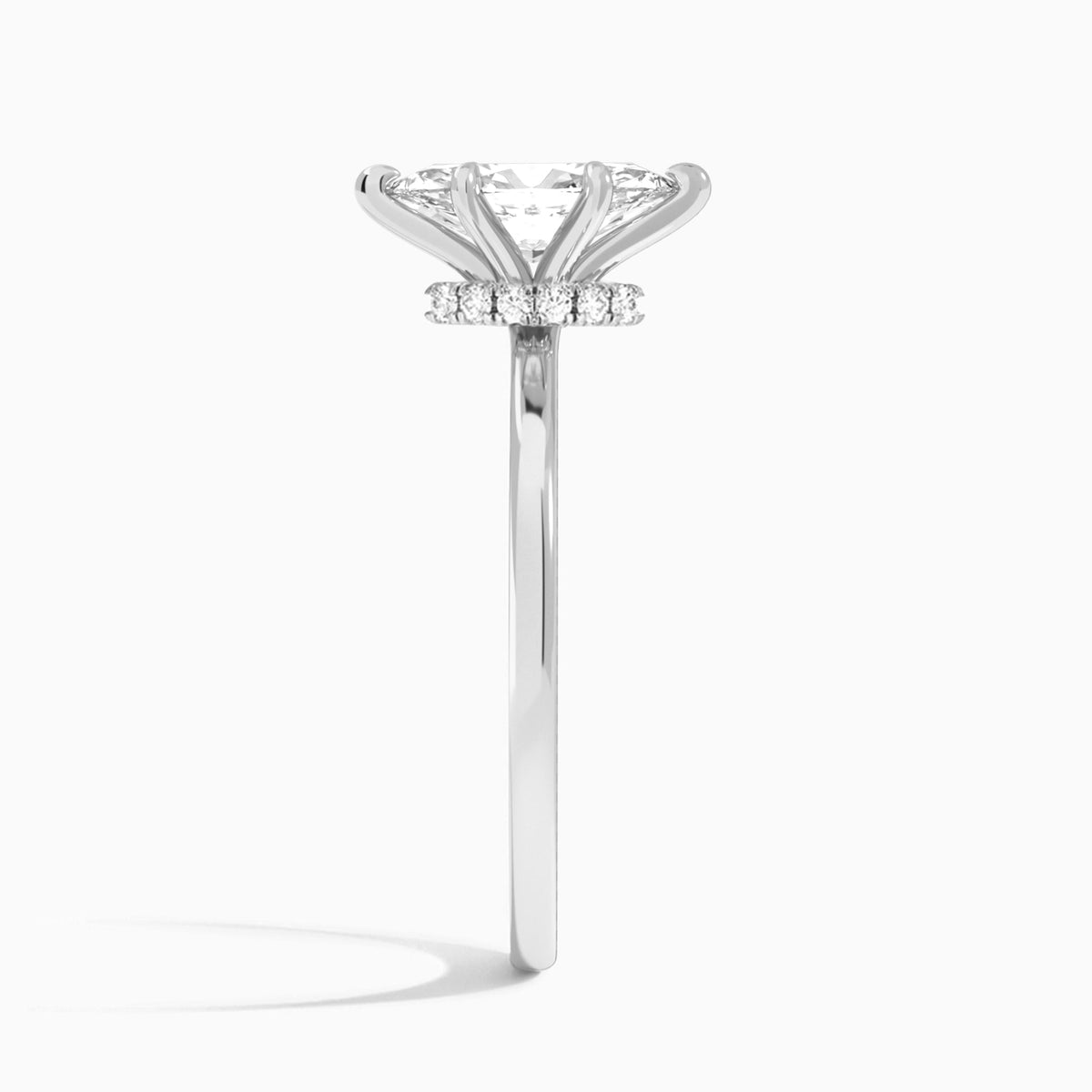 Marquise Mystique Halo Lab Grown Diamond Engagement Ring In 18K White Gold, Side View