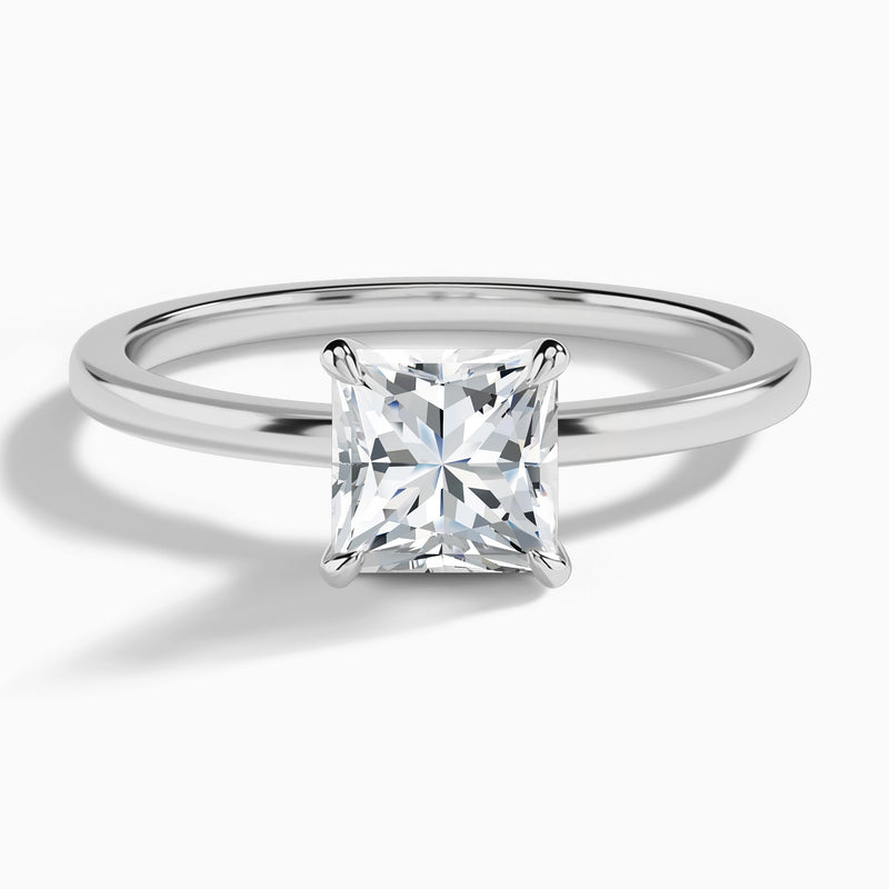 Princess Mystique Halo Lab Grown Diamond Engagement Ring In 18K White Gold - Lucenjuri