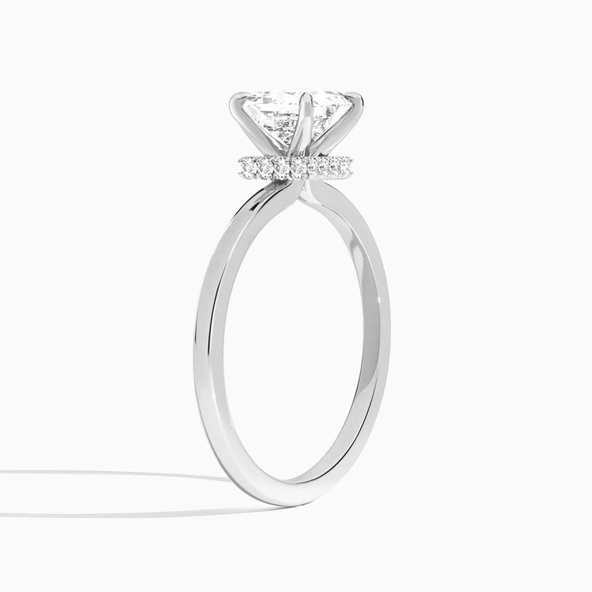 Princess Mystique Halo Lab Grown Diamond Engagement Ring In 14K White Gold, Angle View