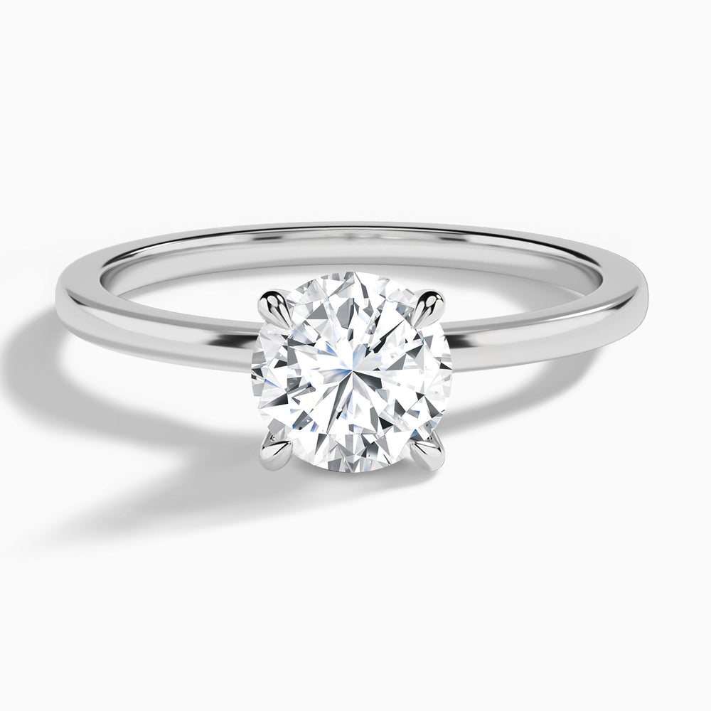 Round Mystique Halo Lab Grown Diamond Engagement Ring In 14K White Gold - Lucenjuri