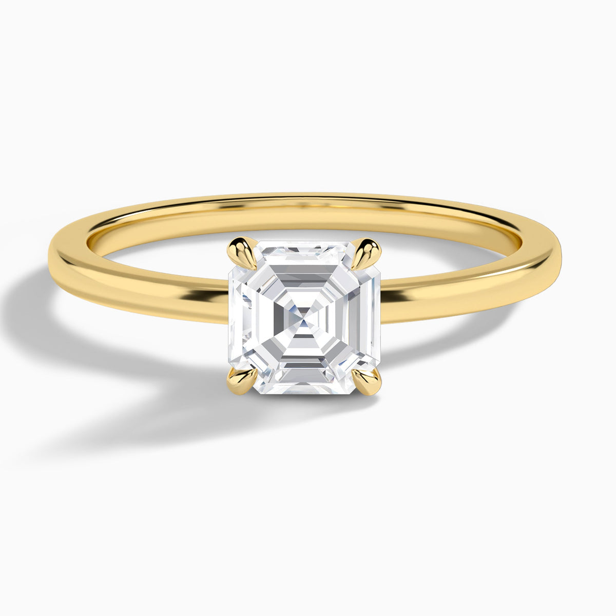 Asscher Mystique Halo Lab Diamond Engagement Ring In 18K Yellow Gold - Lucenjuri
