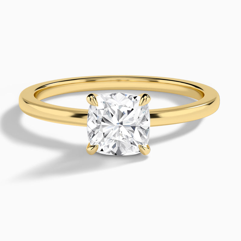 Cushion Mystique Halo Lab Diamond Engagement Ring In 18K Yellow Gold - Lucenjuri