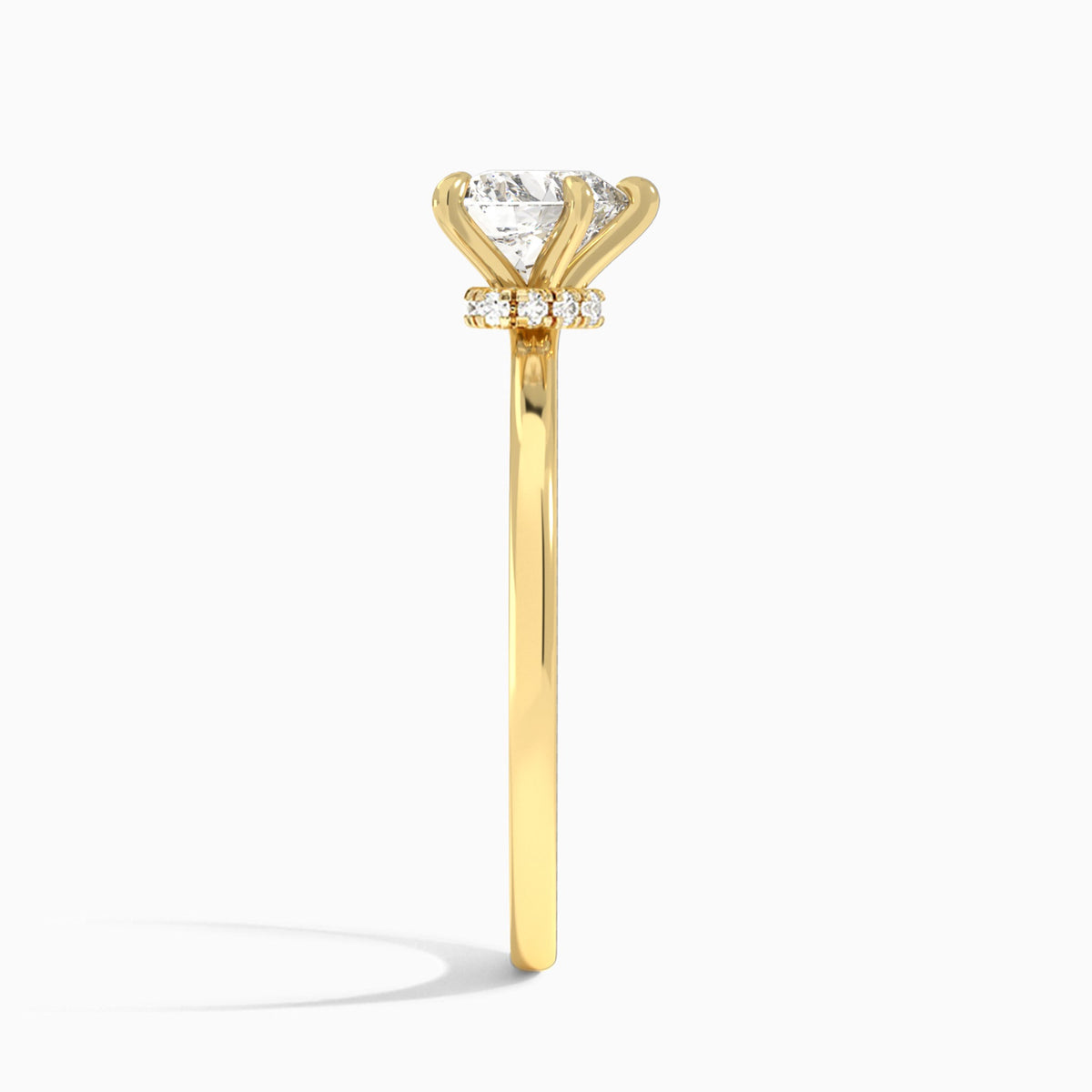Heart Mystique Halo Lab Diamond Engagement Ring In 14K Yellow Gold, Side View