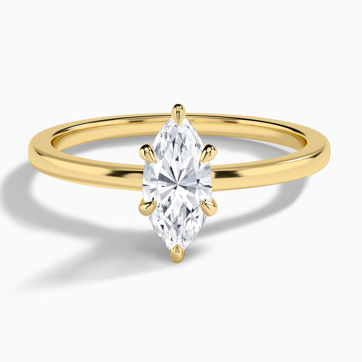 Marquise Mystique Halo Lab Diamond Engagement Ring In 14K Yellow Gold - Lucenjuri