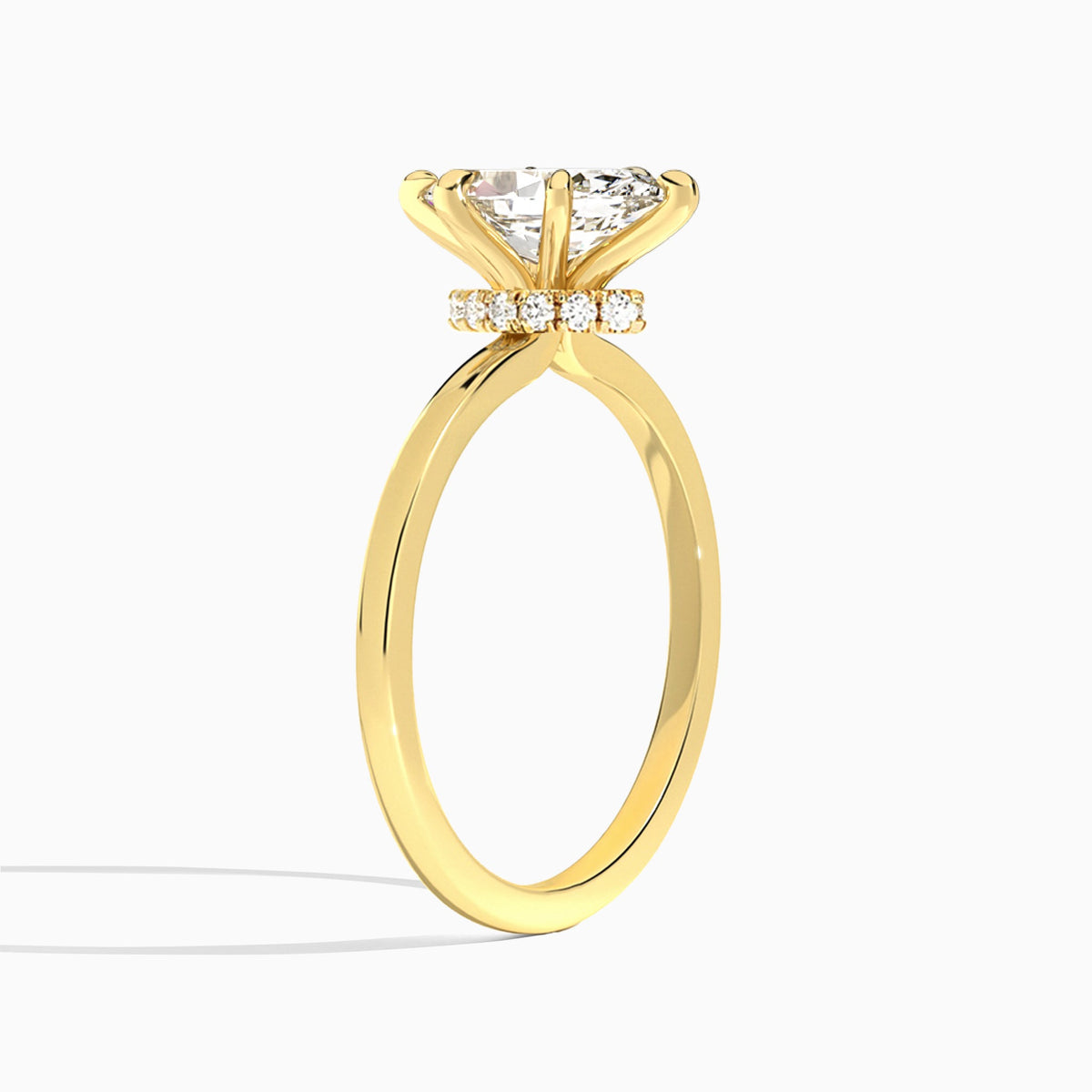 Marquise Mystique Halo Lab Diamond Engagement Ring In 18K Yellow Gold, Angle View