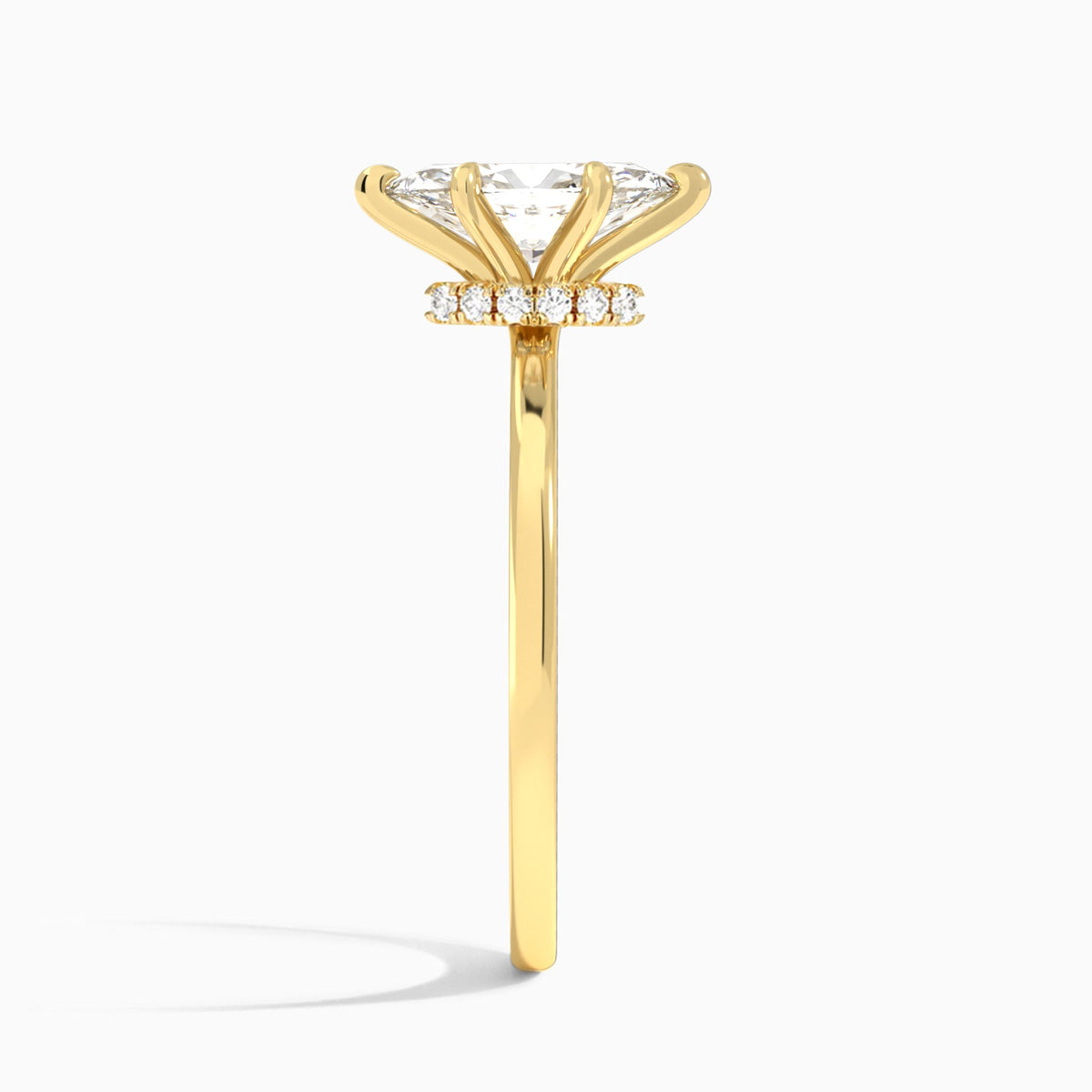 Marquise Mystique Halo Lab Diamond Engagement Ring In 18K Yellow Gold, Side View