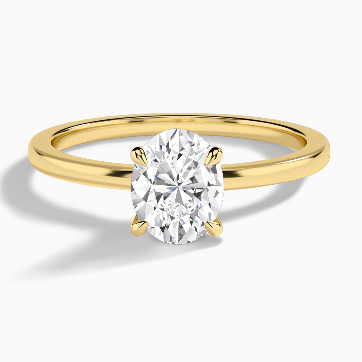 Oval Mystique Halo Lab Diamond Engagement Ring In 14K Yellow Gold - Lucenjuri