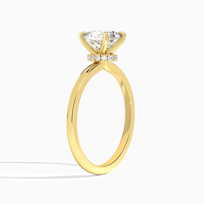 Oval Mystique Halo Lab Diamond Engagement Ring In 18K Yellow Gold, Angle View