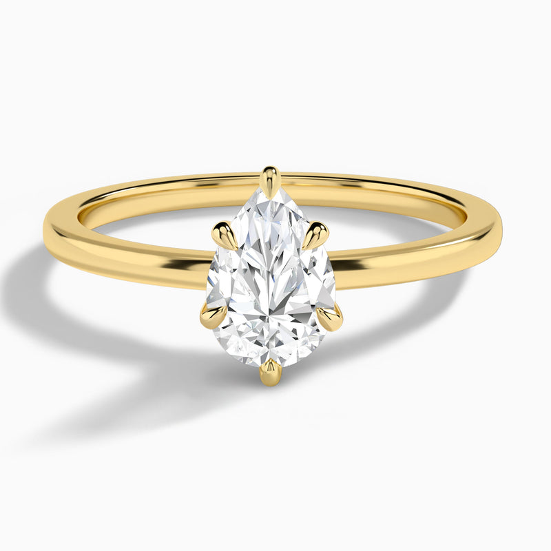 Pear Mystique Halo Lab Diamond Engagement Ring In 14K Yellow Gold - Lucenjuri