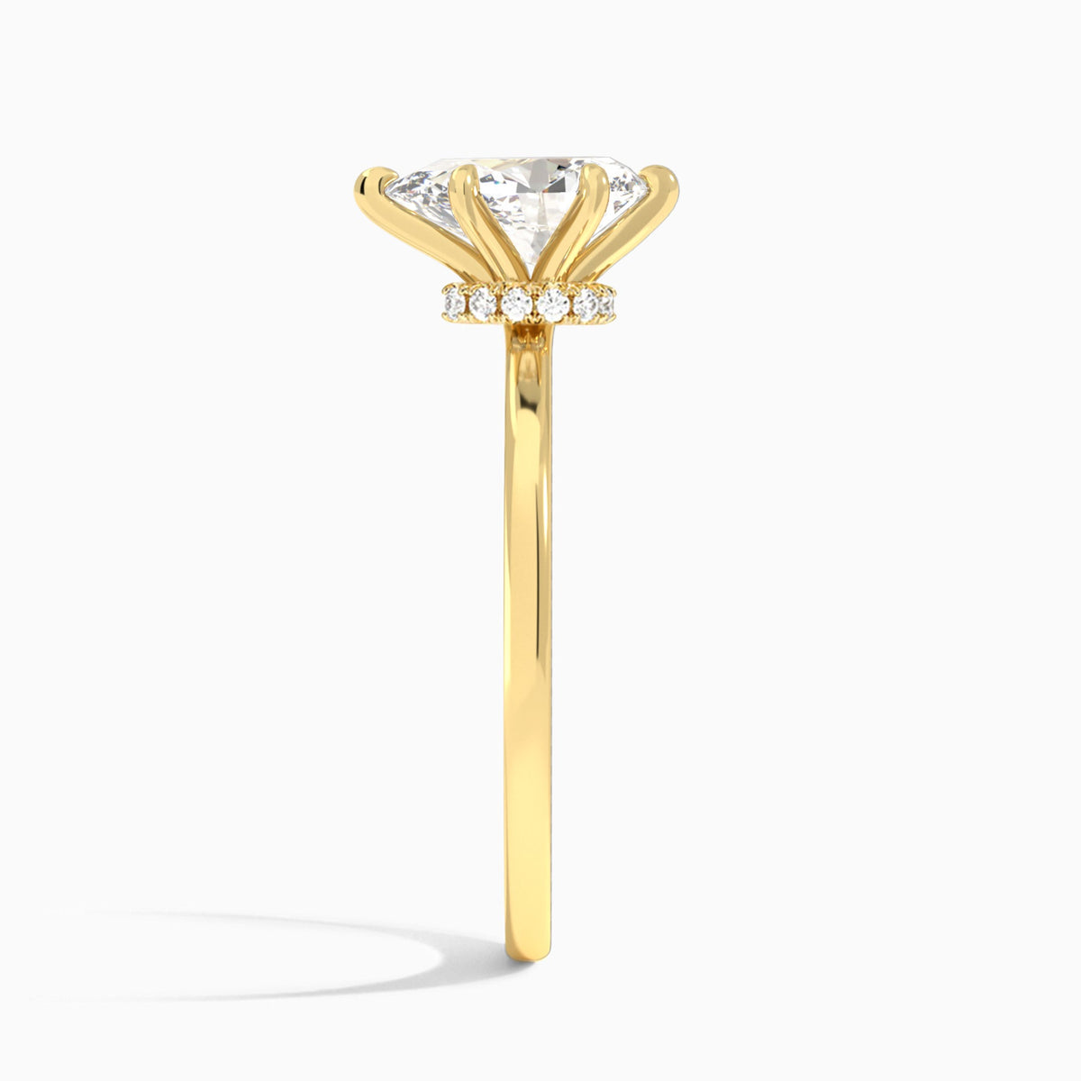 Pear Mystique Halo Lab Diamond Engagement Ring In 18K Yellow Gold, Side View