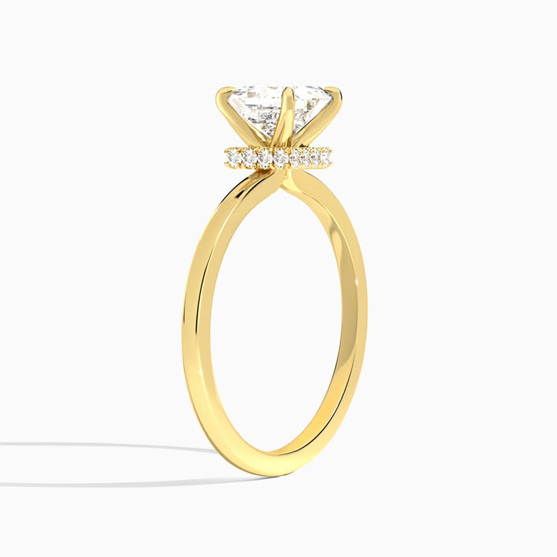 Princess Mystique Halo Lab Diamond Engagement Ring In 14K Yellow Gold, Angle View