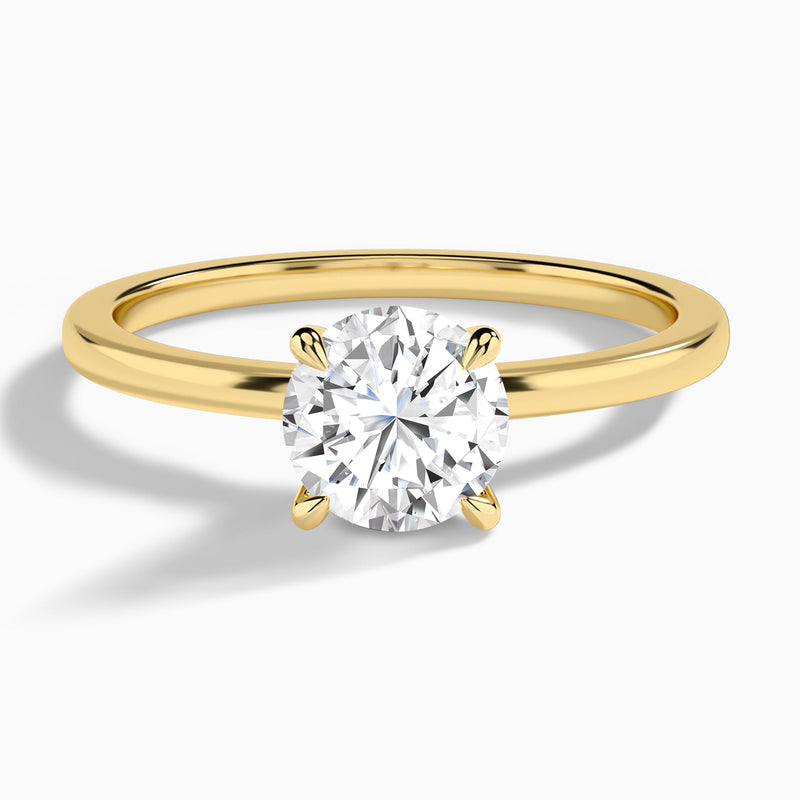 Round Mystique Halo Lab Diamond Engagement Ring In 14K Yellow Gold - Lucenjuri