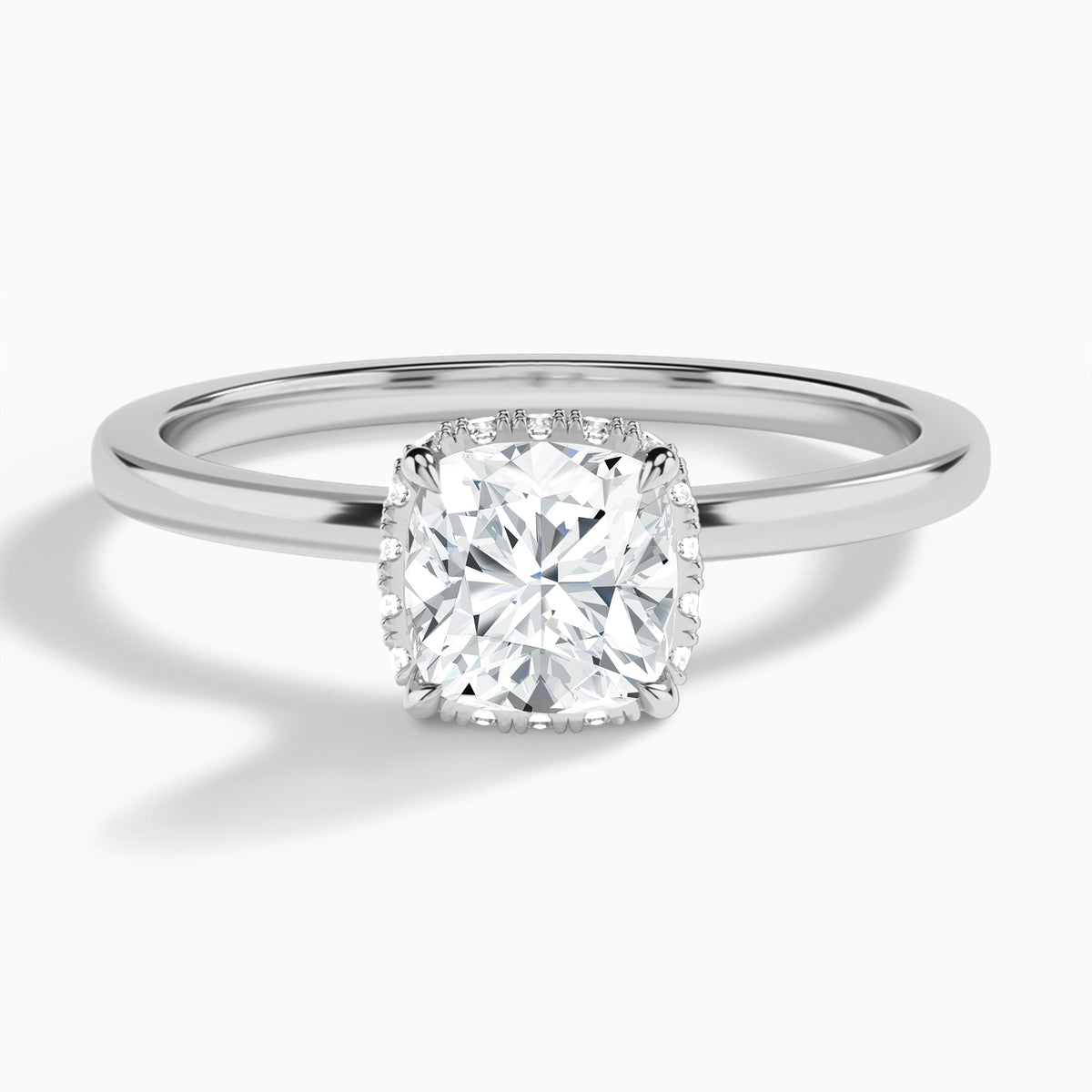 Cushion Double Hidden Halo Lab Grown Diamond Engagement Ring In Platinum - Lucenjuri