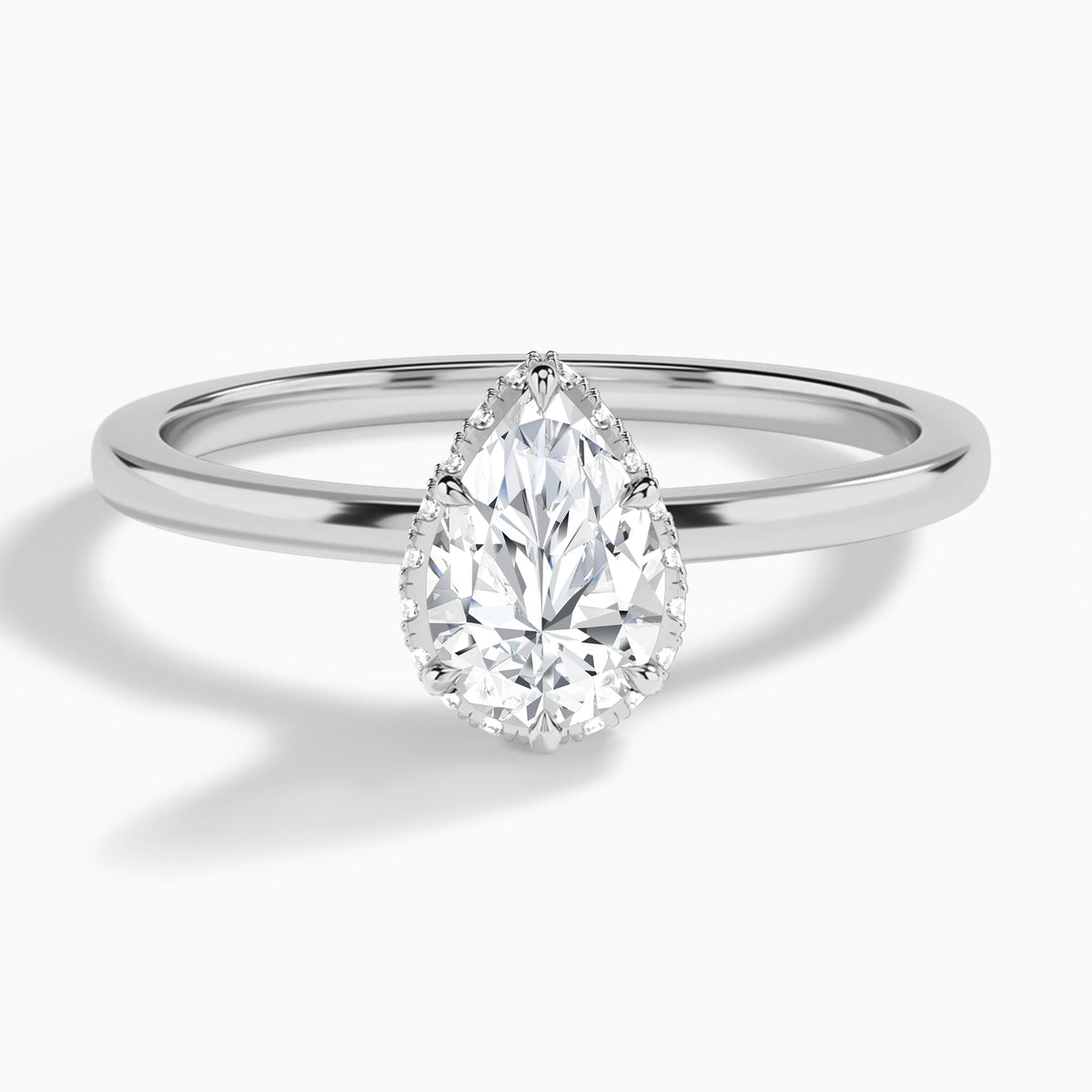Pear Double Hidden Halo Lab Grown Diamond Engagement Ring In Platinum - Lucenjuri