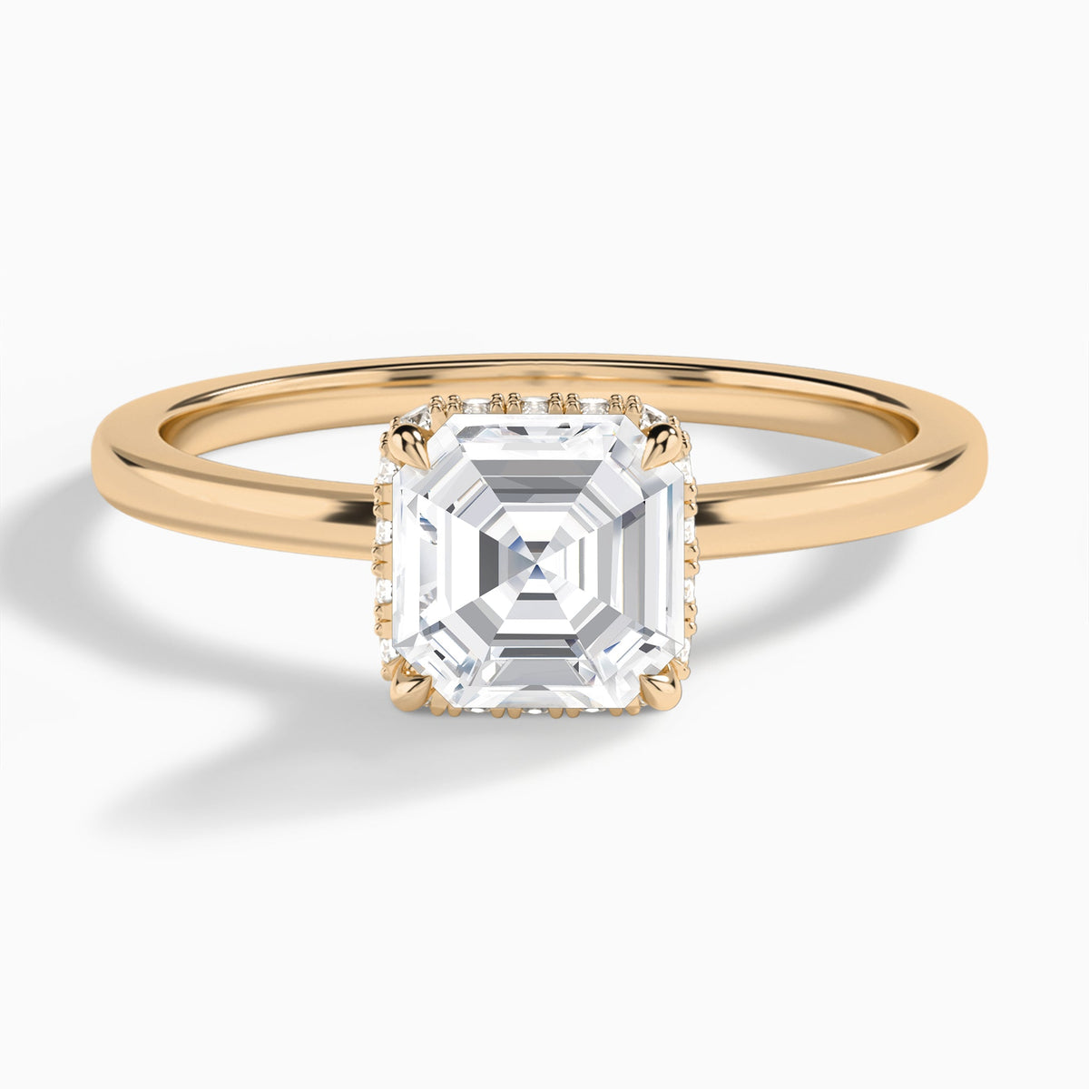 Asscher Double Hidden Halo Lab Diamond Engagement Ring In 14K Rose Gold - Lucenjuri