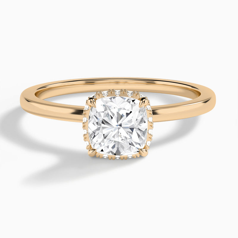 Cushion Double Hidden Halo Lab Diamond Engagement Ring In 14K Rose Gold - Lucenjuri