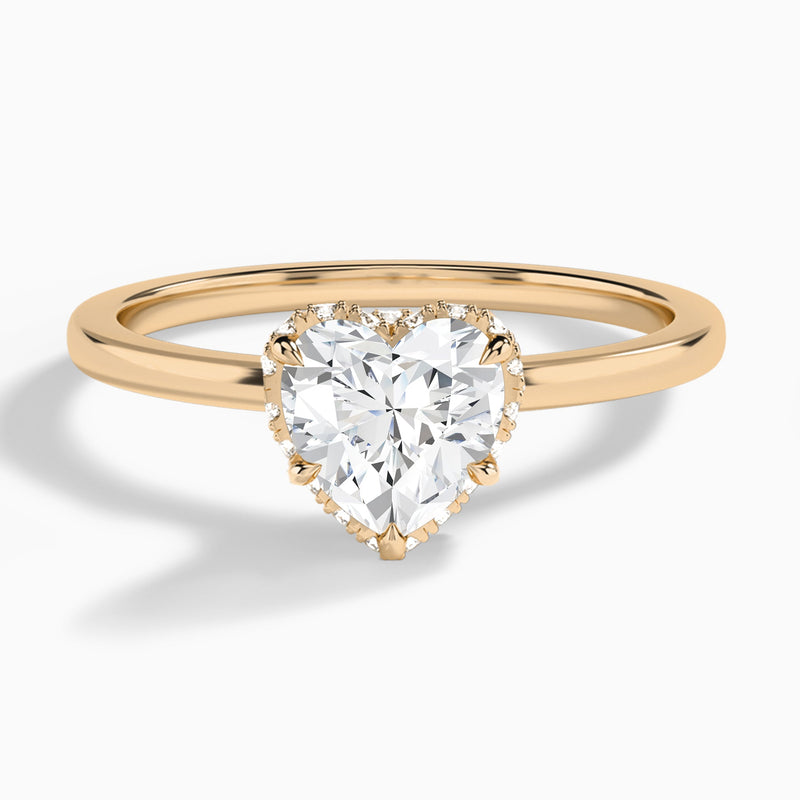 Heart Double Hidden Halo Lab Diamond Engagement Ring In 14K Rose Gold - Lucenjuri
