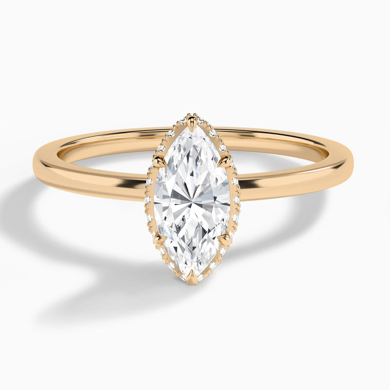 Marquise Double Hidden Halo Lab Diamond Engagement Ring In 14K Rose Gold - Lucenjuri