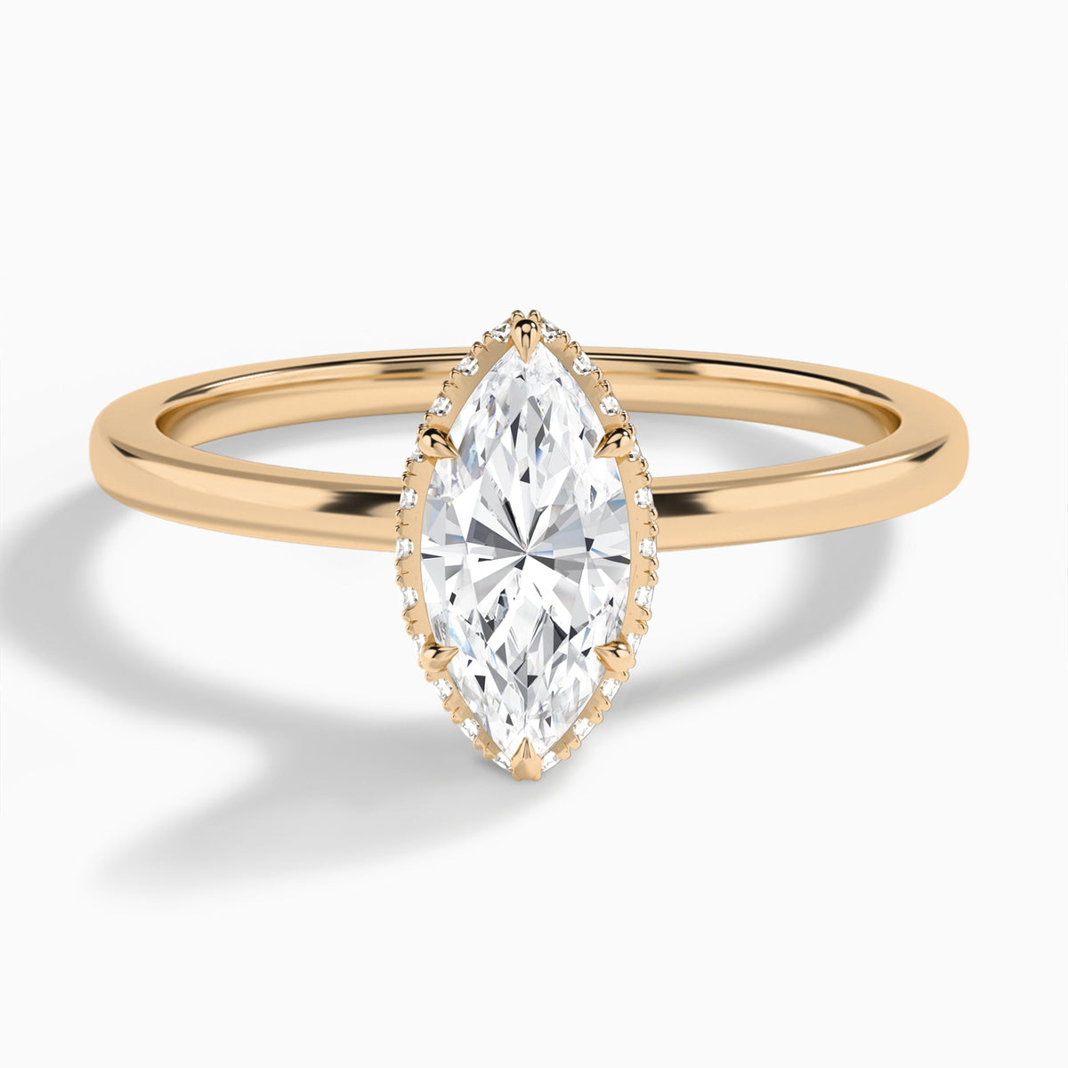 Marquise Double Hidden Halo Lab Diamond Engagement Ring In 14K Rose Gold - Lucenjuri