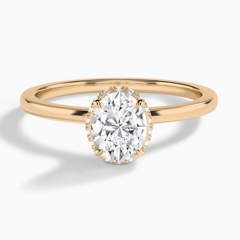 Oval Double Hidden Halo Lab Diamond Engagement Ring In 14K Rose Gold - Lucenjuri