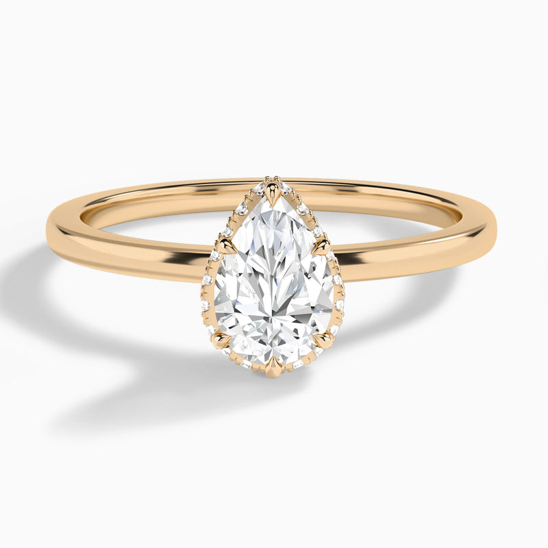 Pear Double Hidden Halo Lab Diamond Engagement Ring In 14K Rose Gold - Lucenjuri