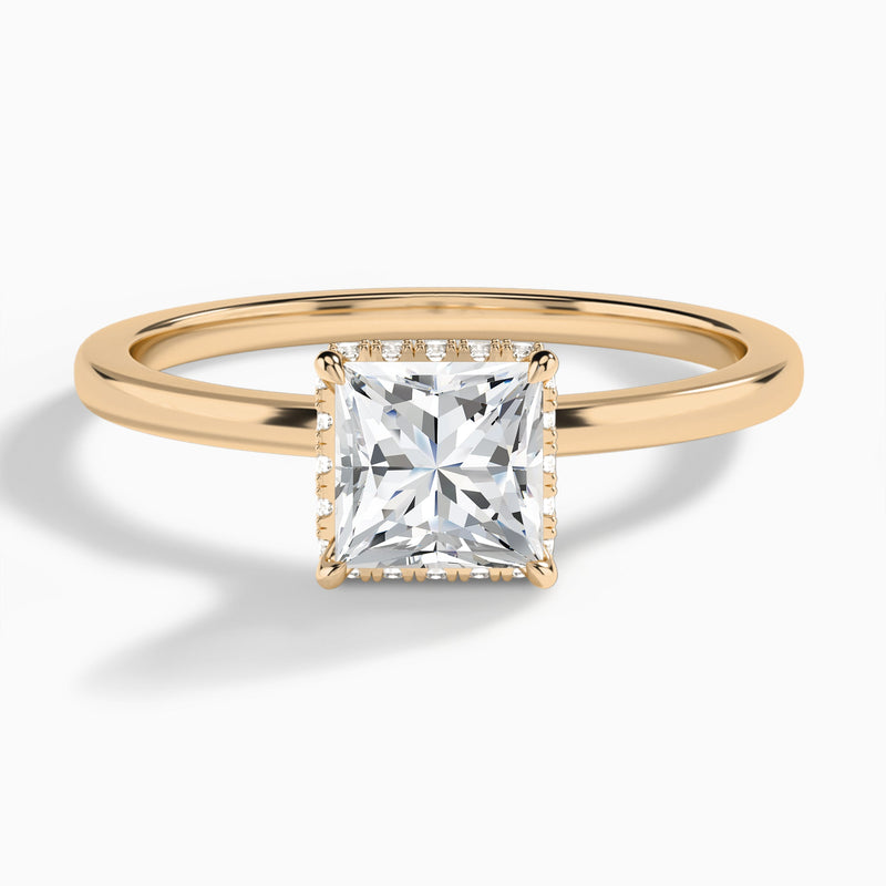 Princess Double Hidden Halo Lab Diamond Engagement Ring In 14K Rose Gold - Lucenjuri