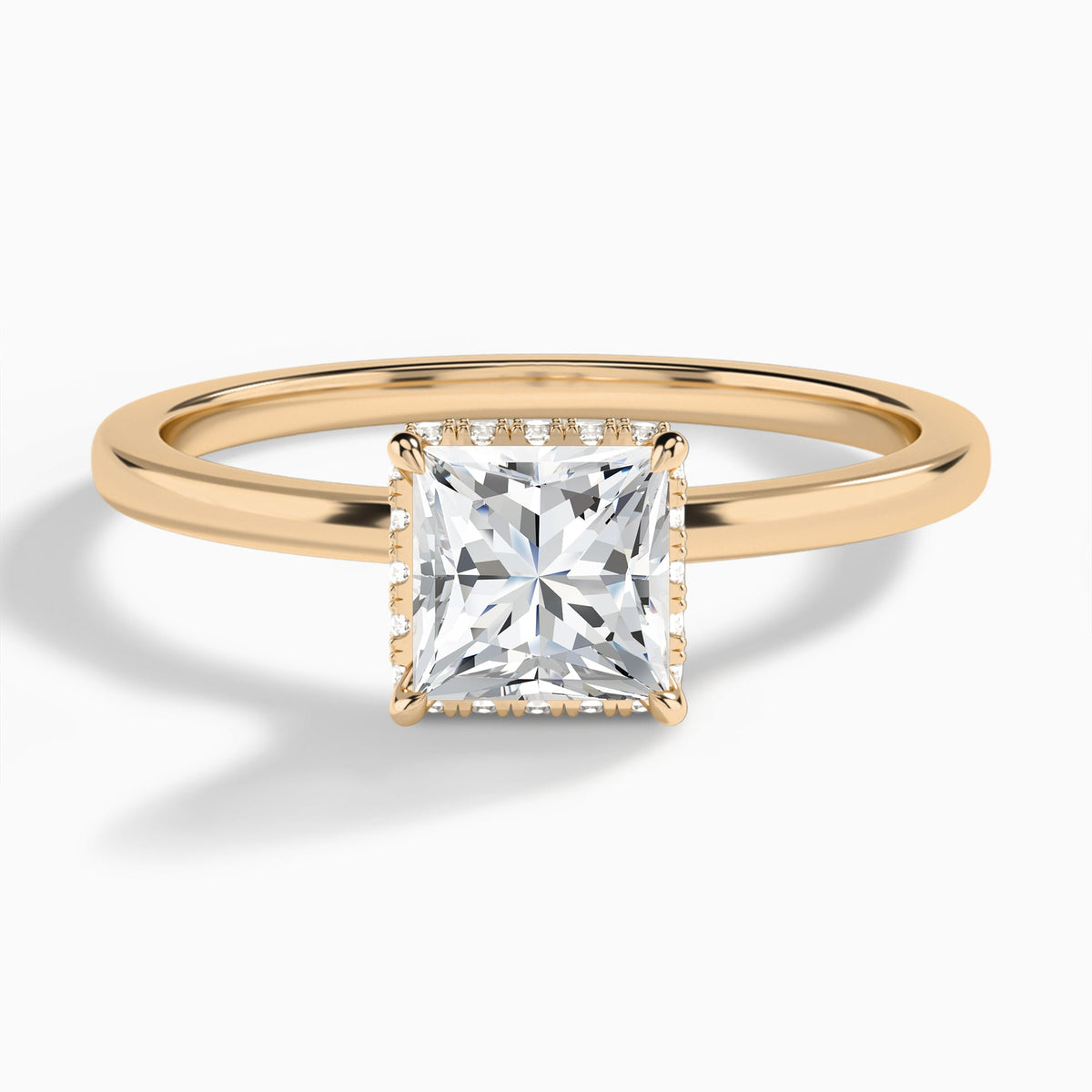 Princess Double Hidden Halo Lab Diamond Engagement Ring In 14K Rose Gold - Lucenjuri