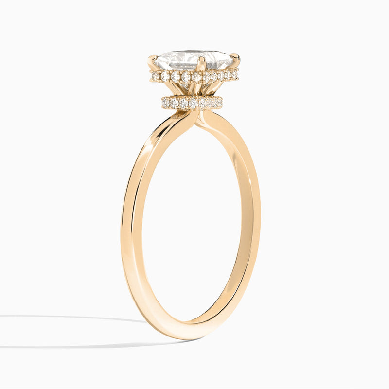 Princess Double Hidden Halo Lab Diamond Engagement Ring In 14K Rose Gold, Angle View