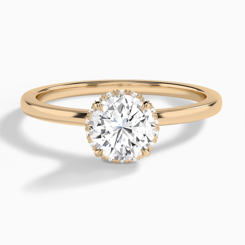 Round Double Hidden Halo Lab Diamond Engagement Ring In 14K Rose Gold - Lucenjuri