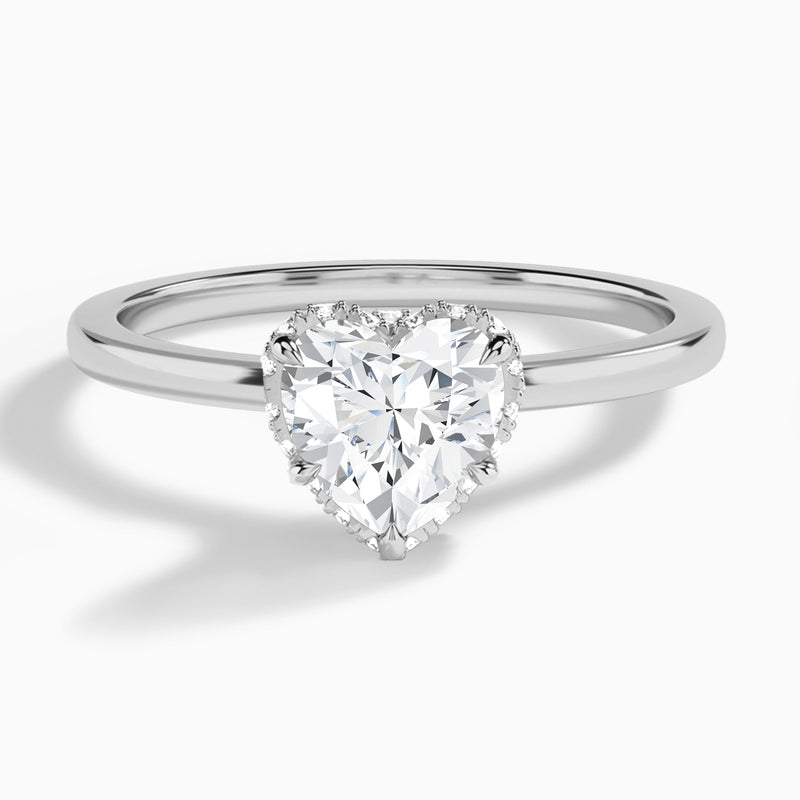 Heart Double Hidden Halo Lab Diamond Engagement Ring In 14K White Gold - Lucenjuri