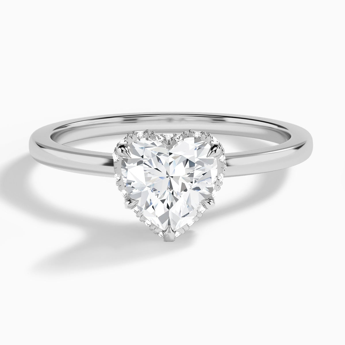 Heart Double Hidden Halo Lab Diamond Engagement Ring In 14K White Gold - Lucenjuri