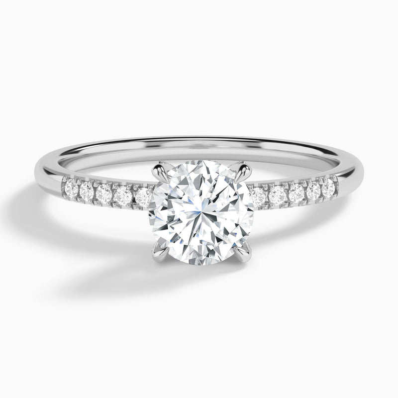 Round Petite Pavé Valentina Lab Diamond Engagement Ring In Platinum - Lucenjuri