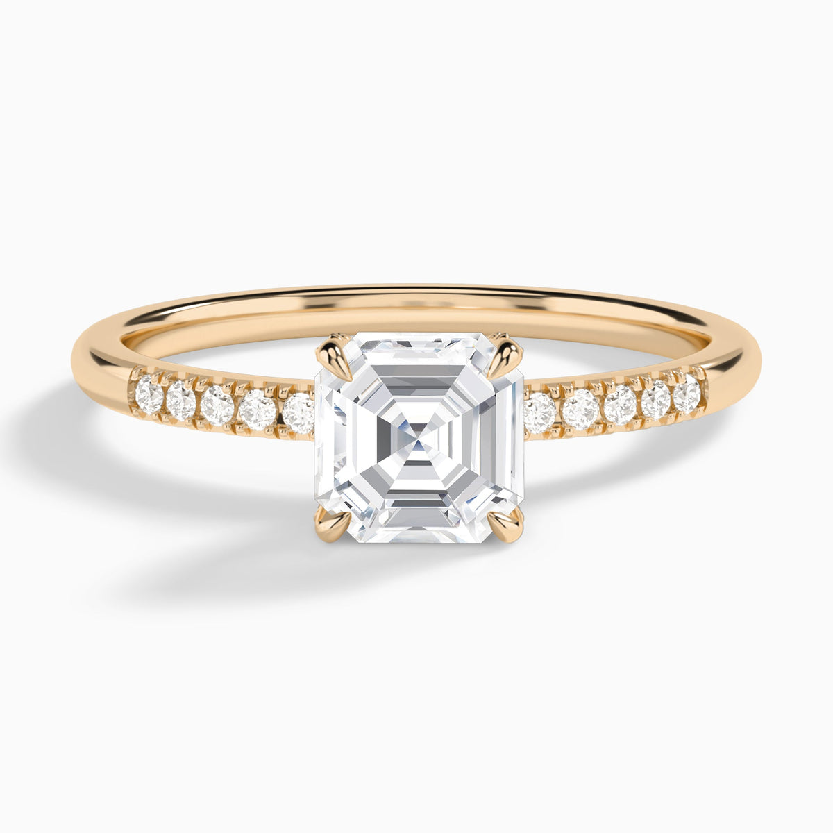 Asscher Petite Pavé Valentina Lab Diamond Engagement Ring In 14K Rose Gold - Lucenjuri