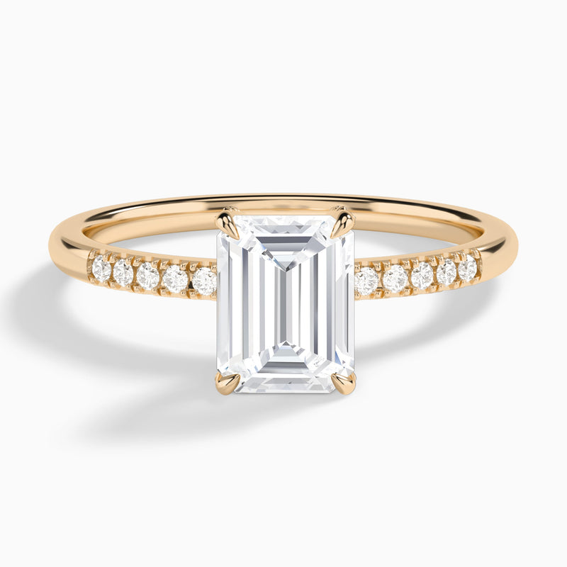 Emerald Petite Pavé Valentina Lab Diamond Engagement Ring In 14K Rose Gold