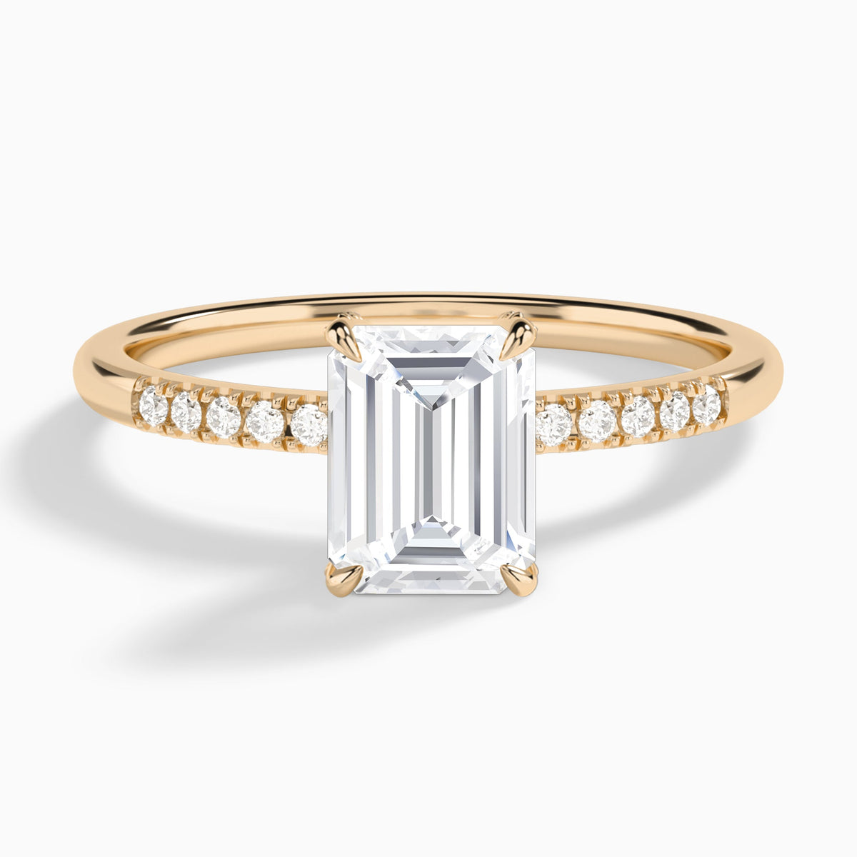 Emerald Petite Pavé Valentina Lab Diamond Engagement Ring In 14K Rose Gold - Lucenjuri