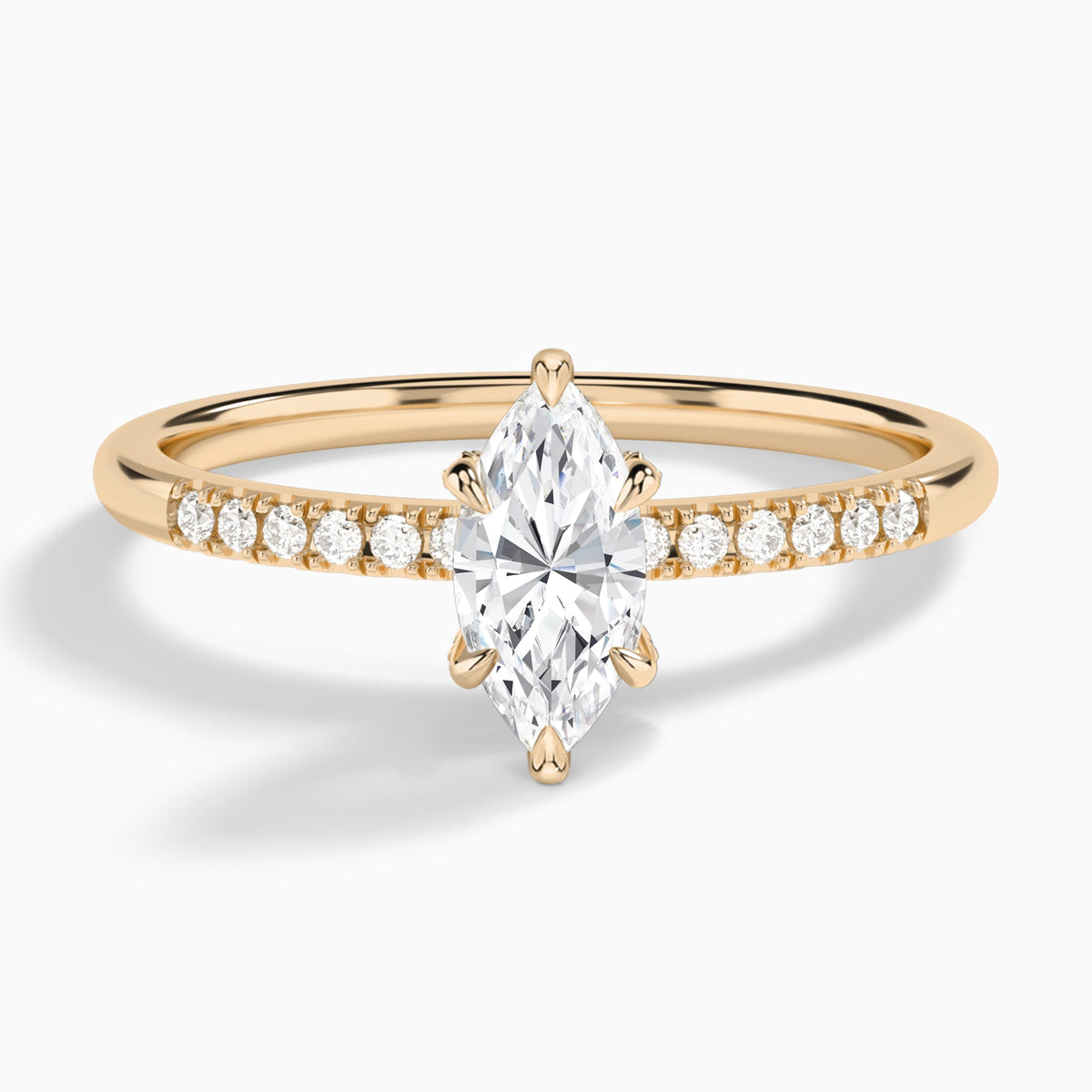 Marquise Petite Pavé Valentina Lab Diamond Engagement Ring In 14K Rose Gold - Lucenjuri