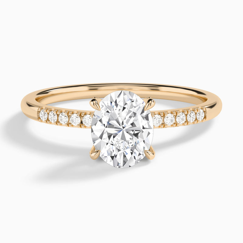 Oval Petite Pavé Valentina Lab Diamond Engagement Ring In 14K Rose Gold - Lucenjuri