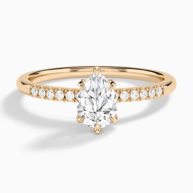 Pear Petite Pavé Valentina Lab Diamond Engagement Ring In 14K Rose Gold - Lucenjuri