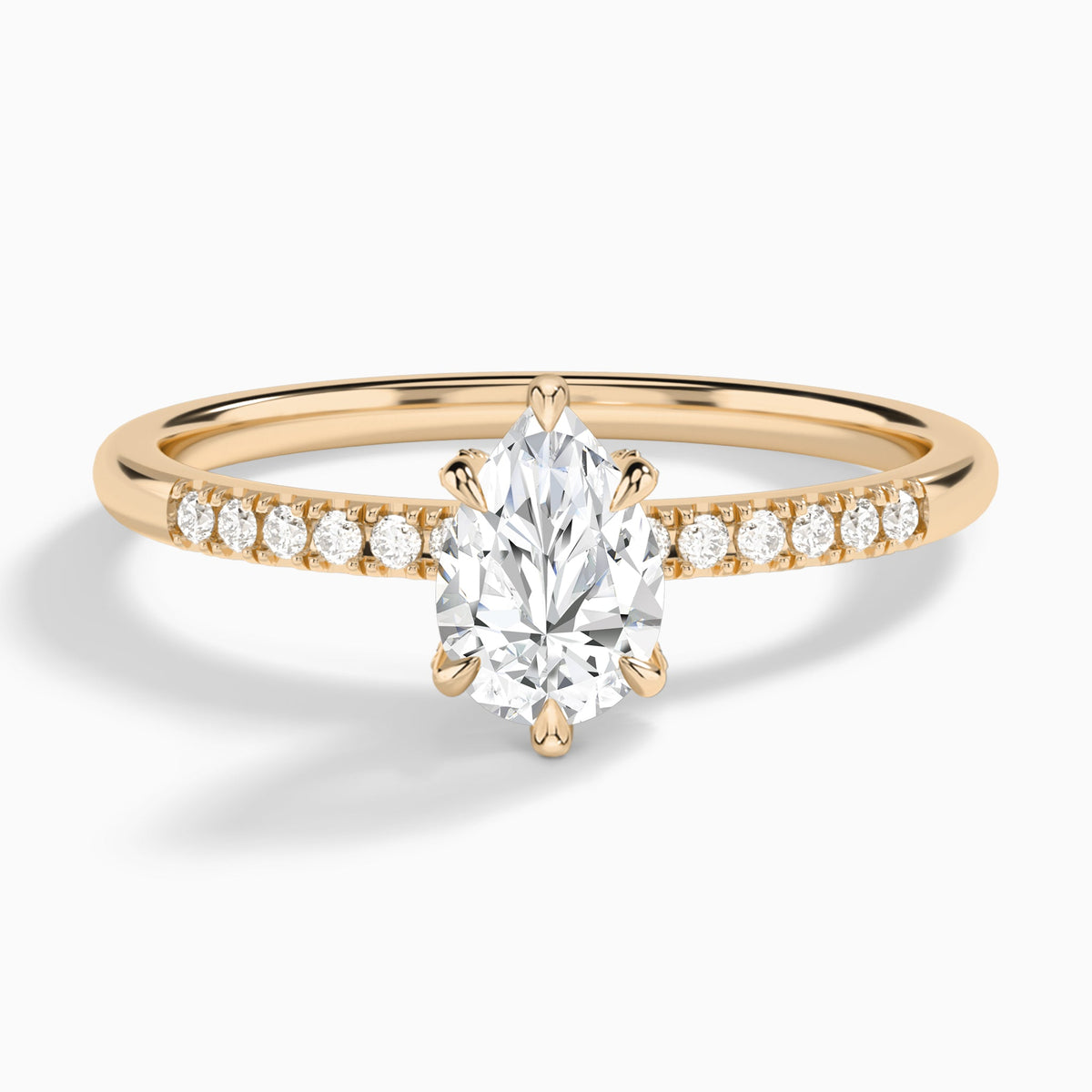 Pear Petite Pavé Valentina Lab Diamond Engagement Ring In 14K Rose Gold - Lucenjuri