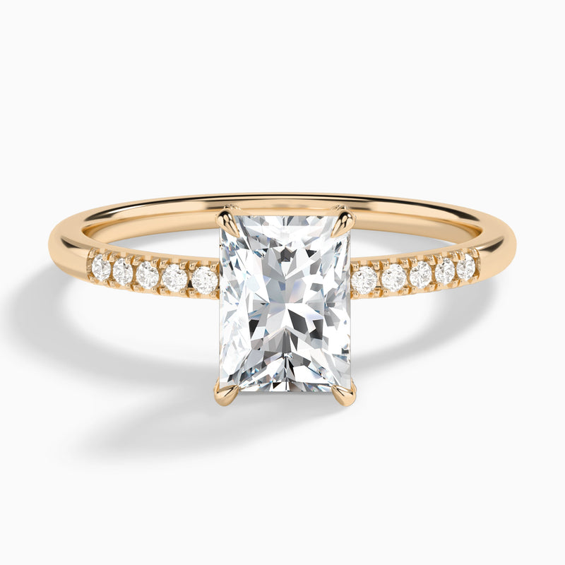 Radiant Petite Pavé Valentina Lab Diamond Engagement Ring In 14K Rose Gold