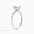 Asscher Petite Pavé Valentina Lab Diamond Engagement Ring In 14K White Gold, Angle View