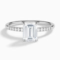 Emerald Petite Pavé Valentina Lab Diamond Engagement Ring In 18K White Gold - Lucenjuri