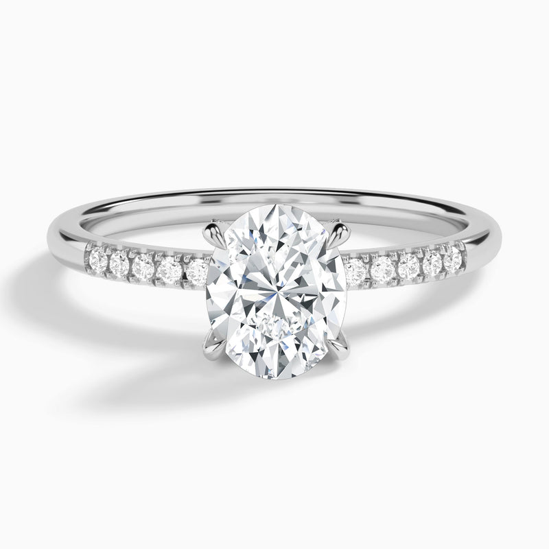 Oval Petite Pavé Valentina Lab Diamond Engagement Ring In 14K White Gold - Lucenjuri