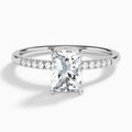 Radiant Petite Pavé Valentina Lab Diamond Engagement Ring In 18K White Gold - Lucenjuri