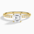 Asscher Petite Pavé Valentina Lab Diamond Engagement Ring In 14K Yellow Gold - Lucenjuri