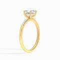 Asscher Petite Pavé Valentina Lab Diamond Engagement Ring In 14K Yellow Gold, Angle View