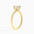 Cushion Petite Pavé Valentina Lab Diamond Engagement Ring In 14K Yellow Gold, Angle View