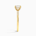 Cushion Petite Pavé Valentina Lab Diamond Engagement Ring In 14K Yellow Gold, Side View