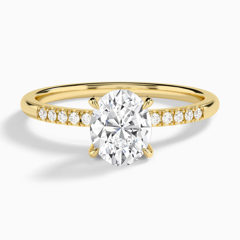 Oval Petite Pavé Valentina Lab Diamond Engagement Ring In 18K Yellow Gold - Lucenjuri