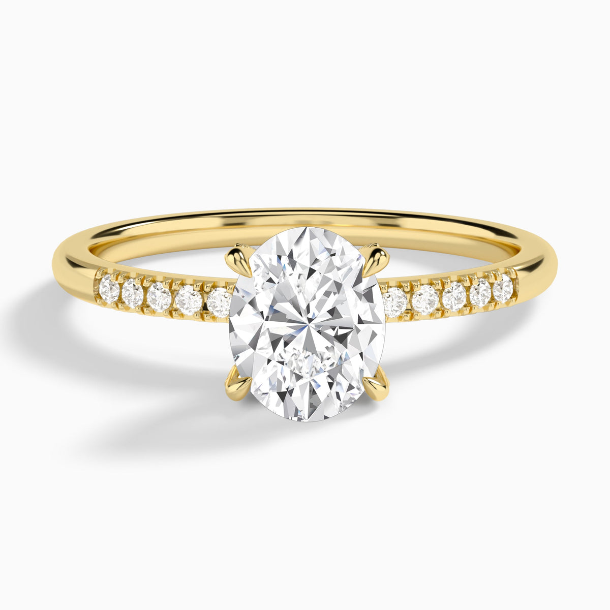Oval Petite Pavé Valentina Lab Diamond Engagement Ring In 18K Yellow Gold - Lucenjuri